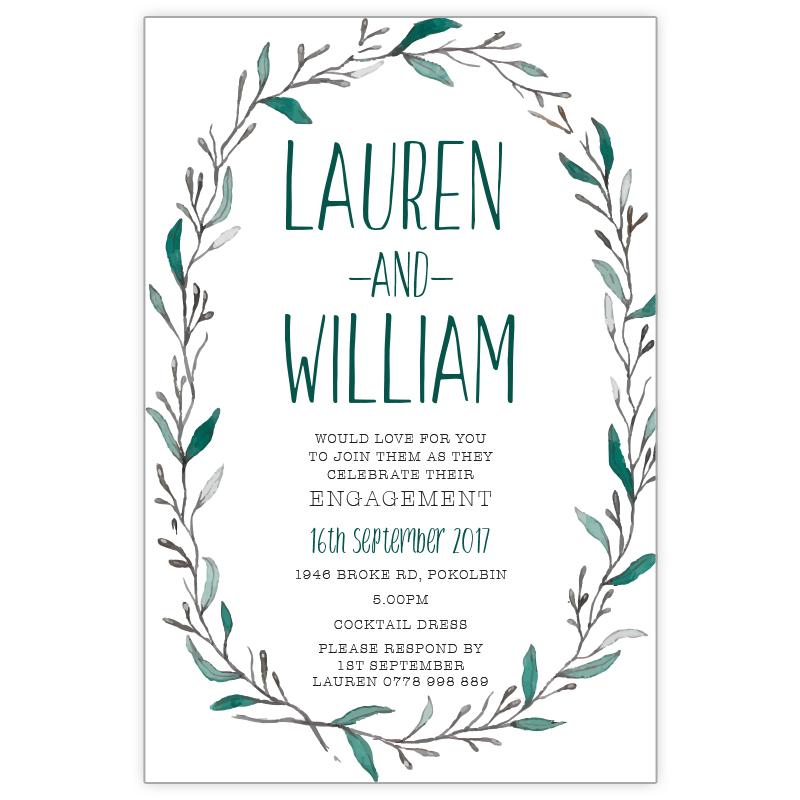 native wreath engagement invitation