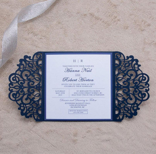 lace laser cut wedding invitation