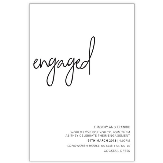 Classic black and white engagement invitation