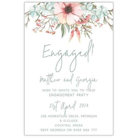 Rustic flower Engagement Invitation